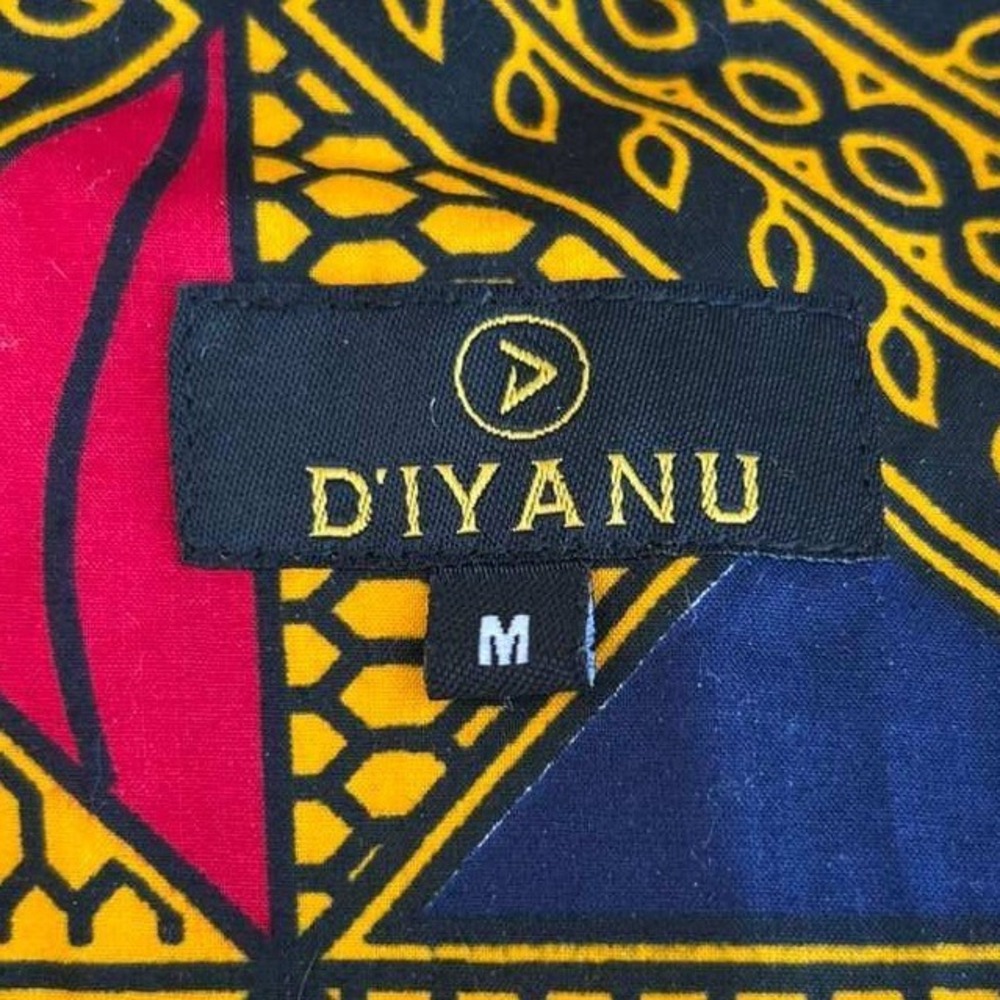 D'Iyanu Womens African Print Blazer Red Yellow Navy Geometric Jacket Size M‎ - Picture 4 of 10